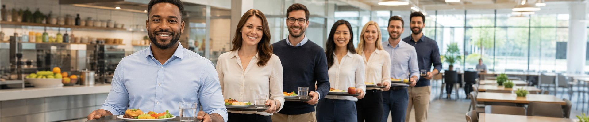 Colaboradores almoçando com o Marina Grill